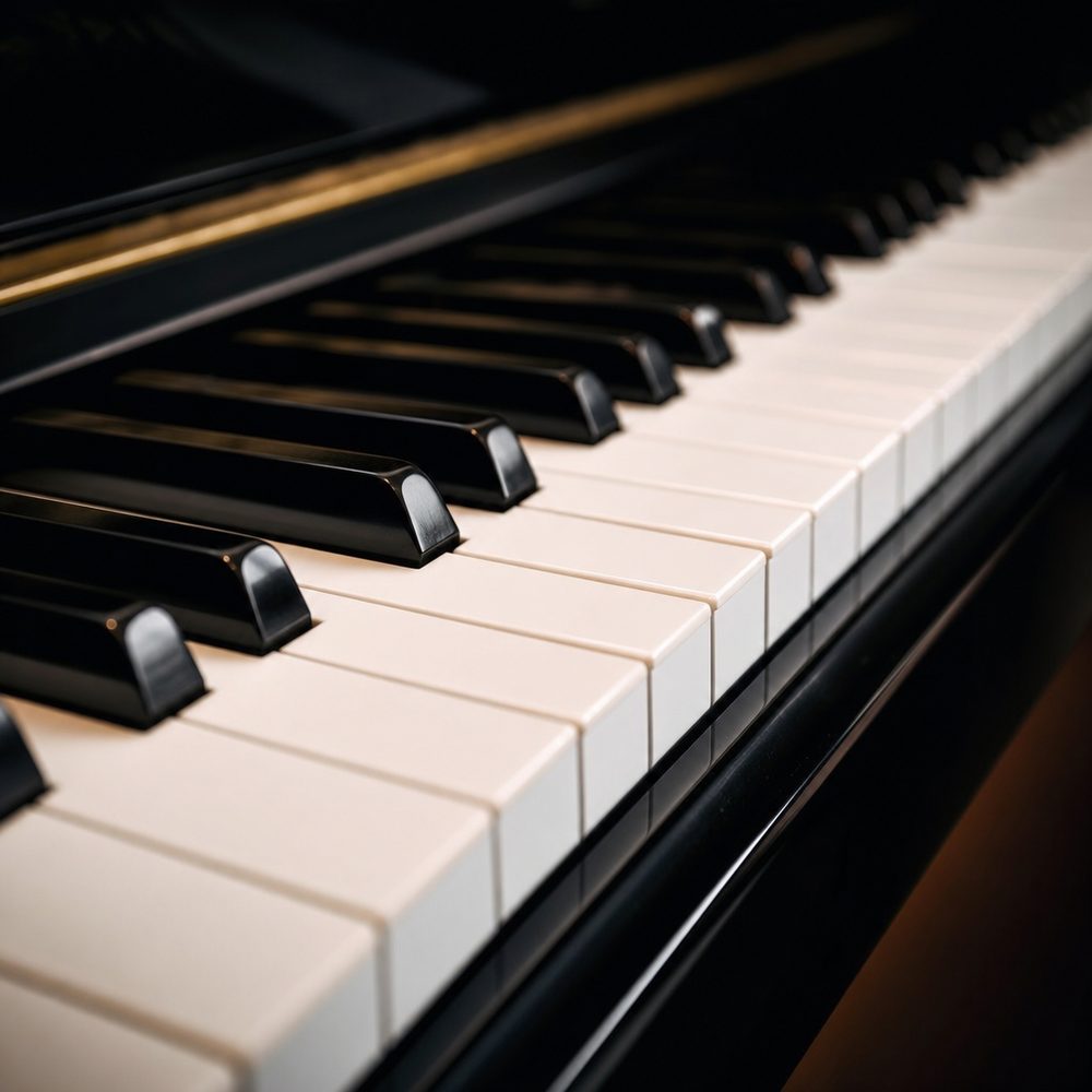 Close-up of hands playing a graded exam piece on piano keys